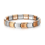 Ltalian Charm bracelet square elastic splicing stainless steel strap chain