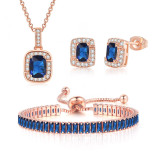 Colored zircon engagement jewelry set, earrings, bracelets, necklace