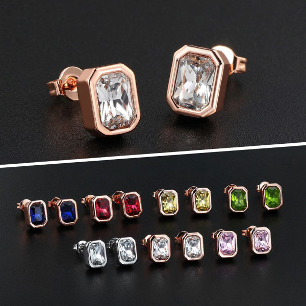 Geometric Zircon Colored Sugar Earrings