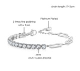 Paper clip splicing tennis bracelet circular zircon birthstone bracelet