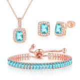 Colored zircon engagement jewelry set, earrings, bracelets, necklace