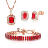 Colored zircon engagement jewelry set, earrings, bracelets, necklace