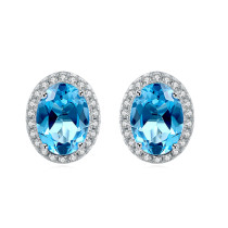 Egg shaped zircon earrings