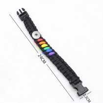 Umbrella Rope Bracelet Outdoor Products Handwoven Rainbow Color Bracelet fit 20mm snap button