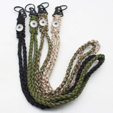 Hanging rope woven umbrella rope keychain woven seven core umbrella rope outdoor camping emergency necklace fit 20MM Snaps button jewelry wholesale