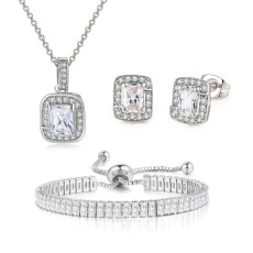 Colored zircon engagement jewelry set, earrings, bracelets, necklace