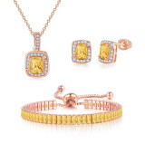 Colored zircon engagement jewelry set, earrings, bracelets, necklace