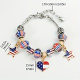 American Flag Independence Day Five pointed Star DIY Beaded Bracelet Metal Drop Oil Jewelry
