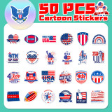 50 American Independence Day personalized graffiti stickers, car luggage, water cup waterproof stickers