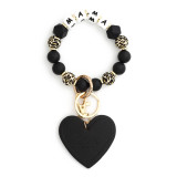 Love MAMA Bracelet Mother's Day Keychain Leopard Pattern Silicone Bead Bracelet
