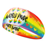 Sports headband rainbow print yoga fitness wide edge elastic headband hair accessories