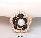 20MM Dripping Oil Flower Pearl  snap button charms