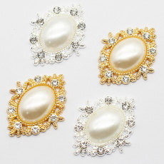 20MM Diamond shaped alloy pearls snap button charms