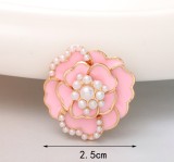 20MM Dripping Oil Flower Pearl  snap button charms