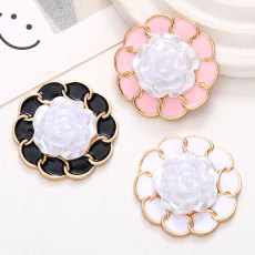 20MM Dripping Oil Pearl Flower  snap button charms