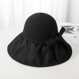 Black rubber sunscreen hat, bow shaped beach UV protection, outdoor face blocking sun hat