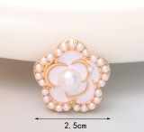 20MM Dripping Oil Flower Pearl  snap button charms