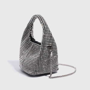 Fashionable diamond inlaid bucket bag, diamond chain bag, portable small bag