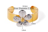 Stainless Steel Gold and Silver Colored Flower Open Bracelet