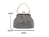 Water Diamond Shiny Handbag with Diamond Pearl Dinner Clip Bag Cross Body Bag