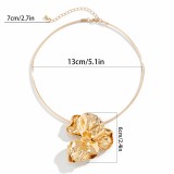 3D pleated metal flower necklace
