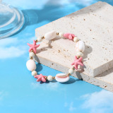 Beaded Starfish Vacation Beach Ceramic Elastic Bracelet
