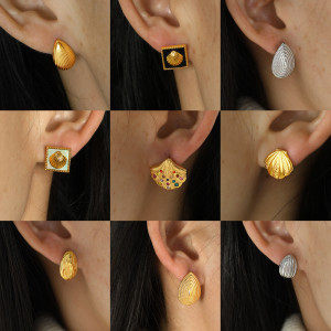 Stainless steel seashell ocean style earrings