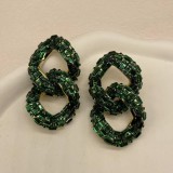 Colored Glass Full Diamond Fashion Earrings