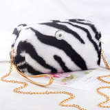 Leopard Plush Zebra Pattern Bag Handbag Crossbody Bag fit 20MM  Snaps button jewelry wholesale