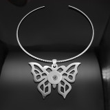 Stainless steel collar Love Butterfly Flower necklace fit 20MM chunks snaps jewelry