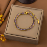 Stainless steel colored zircon bracelet