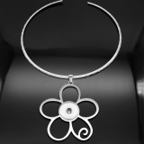 Stainless steel collar Love Butterfly Flower necklace fit 20MM chunks snaps jewelry