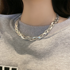 Stainless steel handmade woven necklace