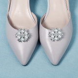 Handmade rhinestones with round detachable pearl shoe buckles and embellishments