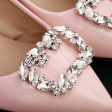Fashionable Square Horse Eye Water Diamond Metal Shoe Flower with Shoe Buckles