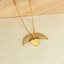 Adjustable Love Angel Wings with Diamond Necklace