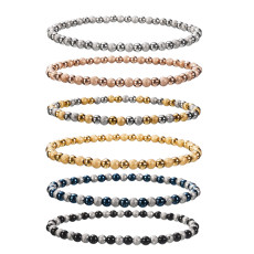 Stainless steel sandball shiny bead mixed color elastic bracelet