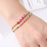 Stainless steel bead colored shiny crystal elastic beaded bracelet