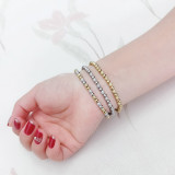 Stainless steel sandball shiny bead mixed color elastic bracelet