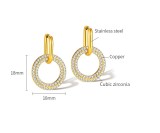Stainless steel full diamond love circle earrings