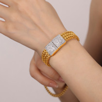 Stainless steel inlaid Czech diamond watch strap bracelet