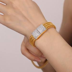 Stainless steel inlaid Czech diamond watch strap bracelet