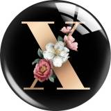 20MM Alphabet snap button Flower 26 words glass  interchangable snaps jewelry