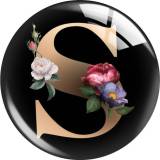 20MM Alphabet snap button Flower 26 words glass  interchangable snaps jewelry
