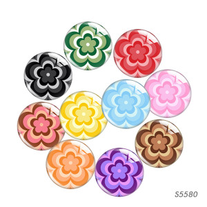 20MM Colorful flowers glass snap button charms