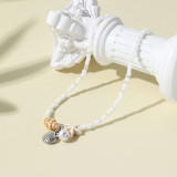 Bohemian starfish woven summer beach shell conch pearl necklace