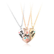 Mother's Day necklace three piece set of love alloy oil drop pendant as a holiday gift for mothers