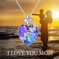 Mother's Day Gift Flower Love Colorful Diamond Set MOM Necklace