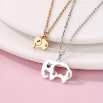 Mother's Day Necklace, Elephant Parent Child Alloy Hollow Necklace Set, Mother's Day Gift