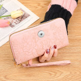 Long zippered handbag with enlarged phone case embossed design, large money clip fit 20MM  Snaps button jewelry wholesale